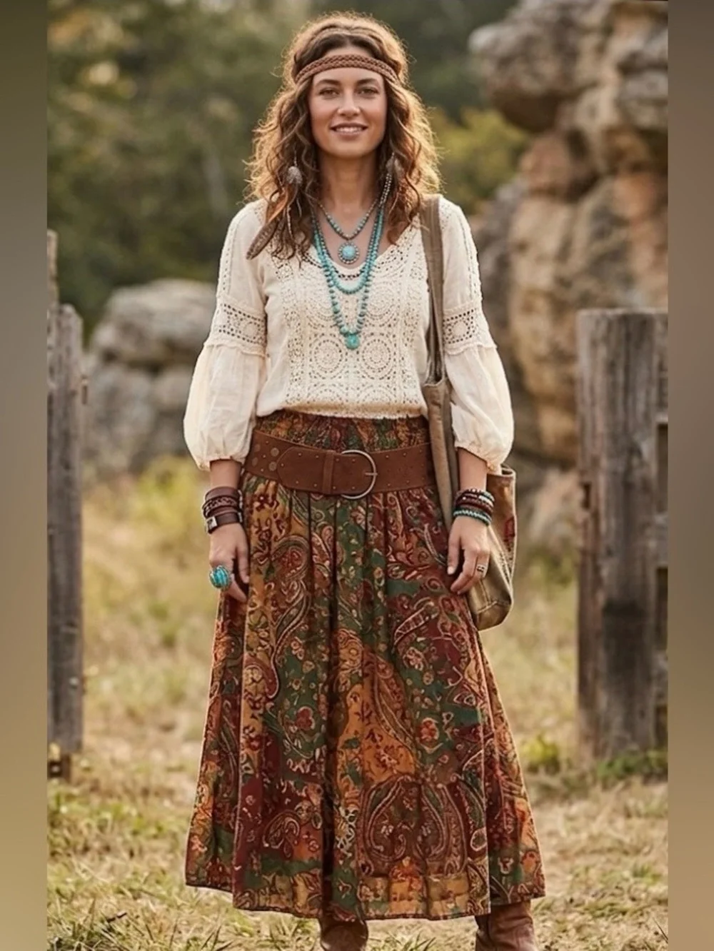 Free People Honeydew Hip Belt - Wide Studded Brown Suede Gold Buckle S / M NWOT